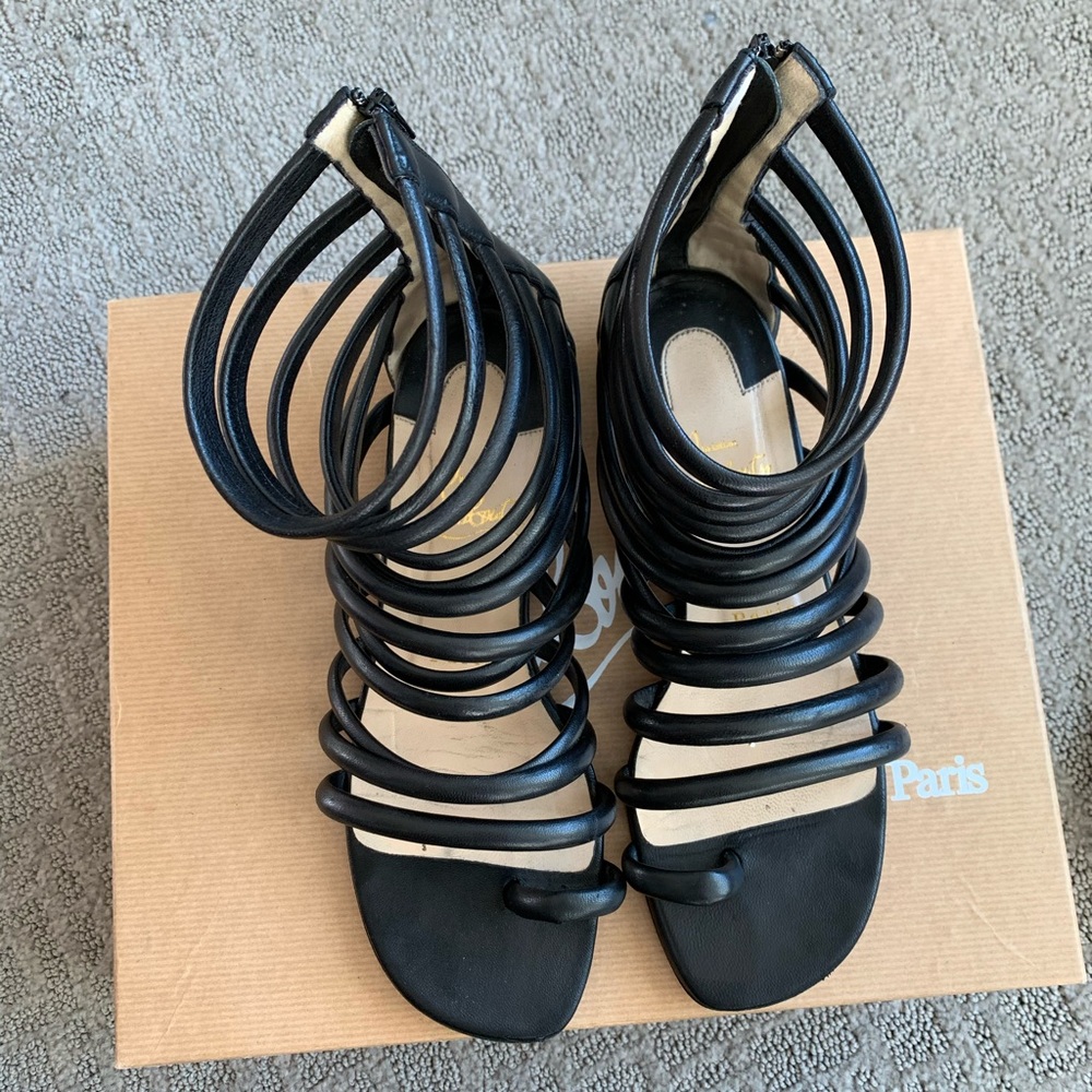 Black gladiator Louboutin red bottom sandals